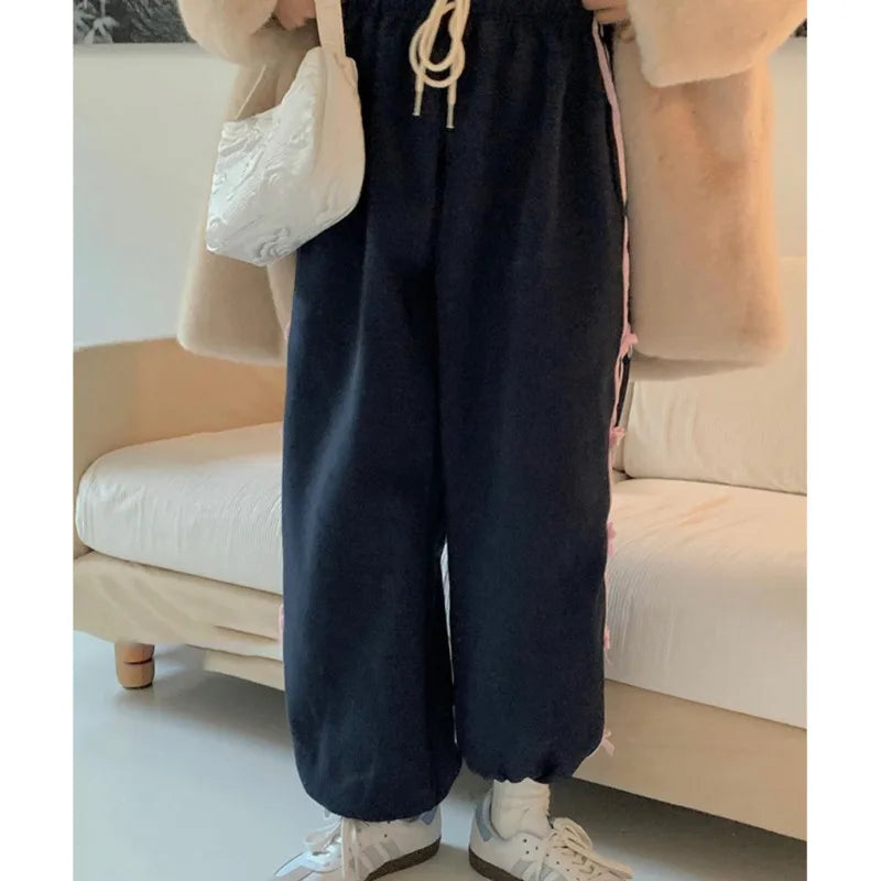 Bow Knot Stripe Drawstring Joggers