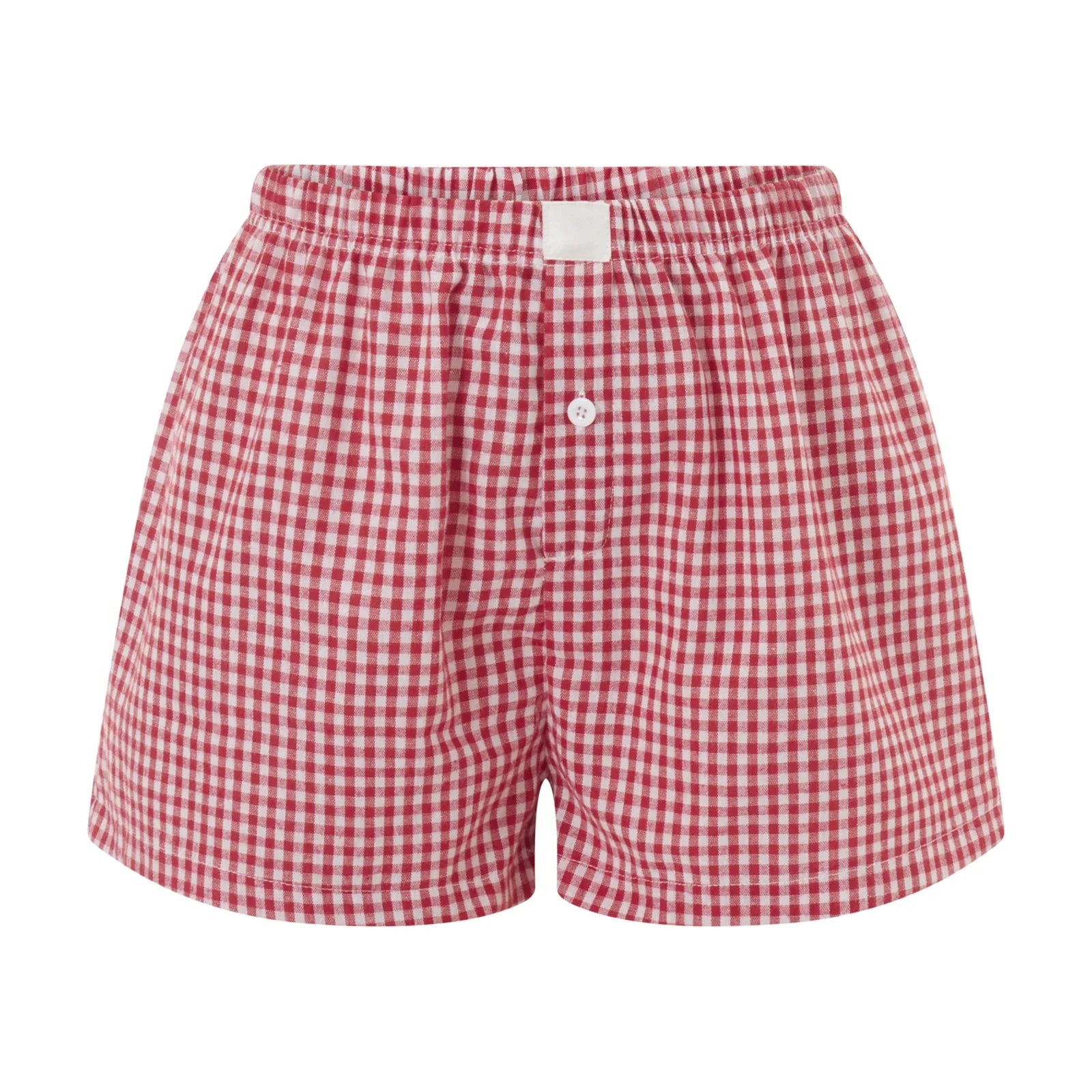 Elastic Waist Striped Plaid Print Shorts - Casual Knit