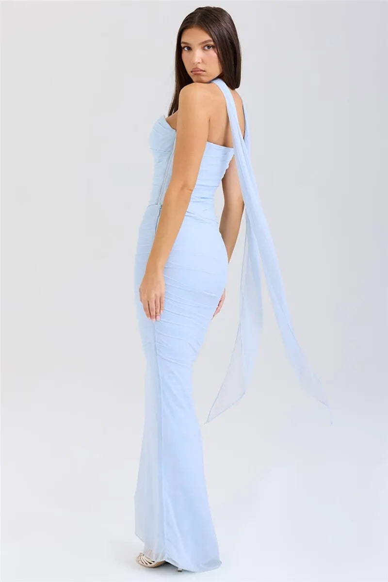 Corset And Bodycon Maxi Skirt With Neckerchief Set