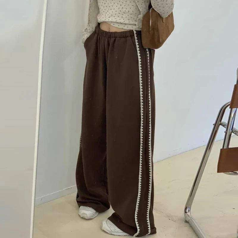 Side Contrasting Lace Track-pants