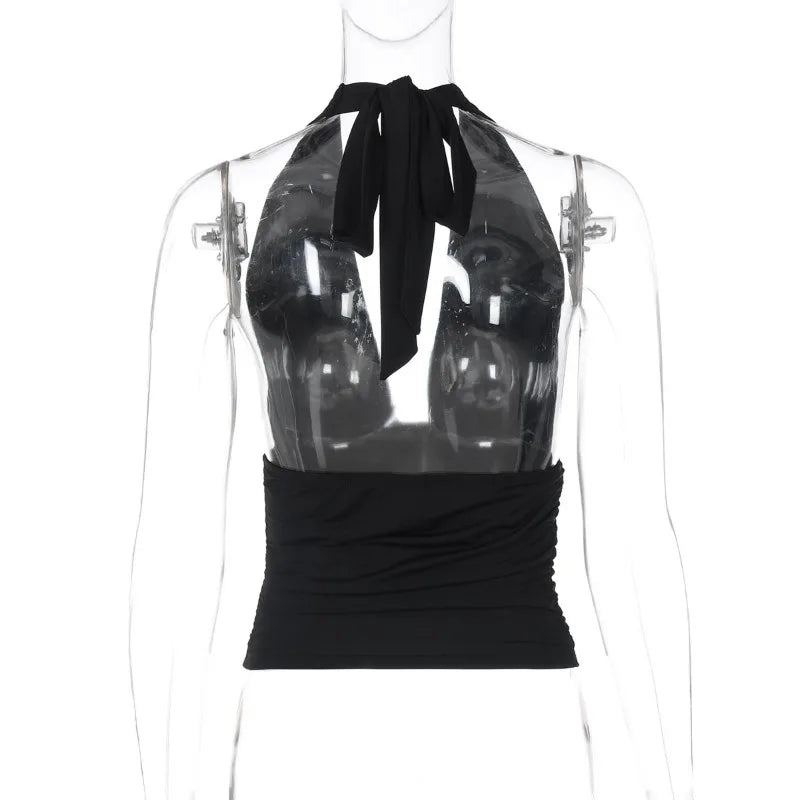 Deep Neck Halter Crop Top â€?Backless & Bold Fit