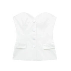 Tight Corset Top and High Waist A-line Slim Fit Short Skirt Set