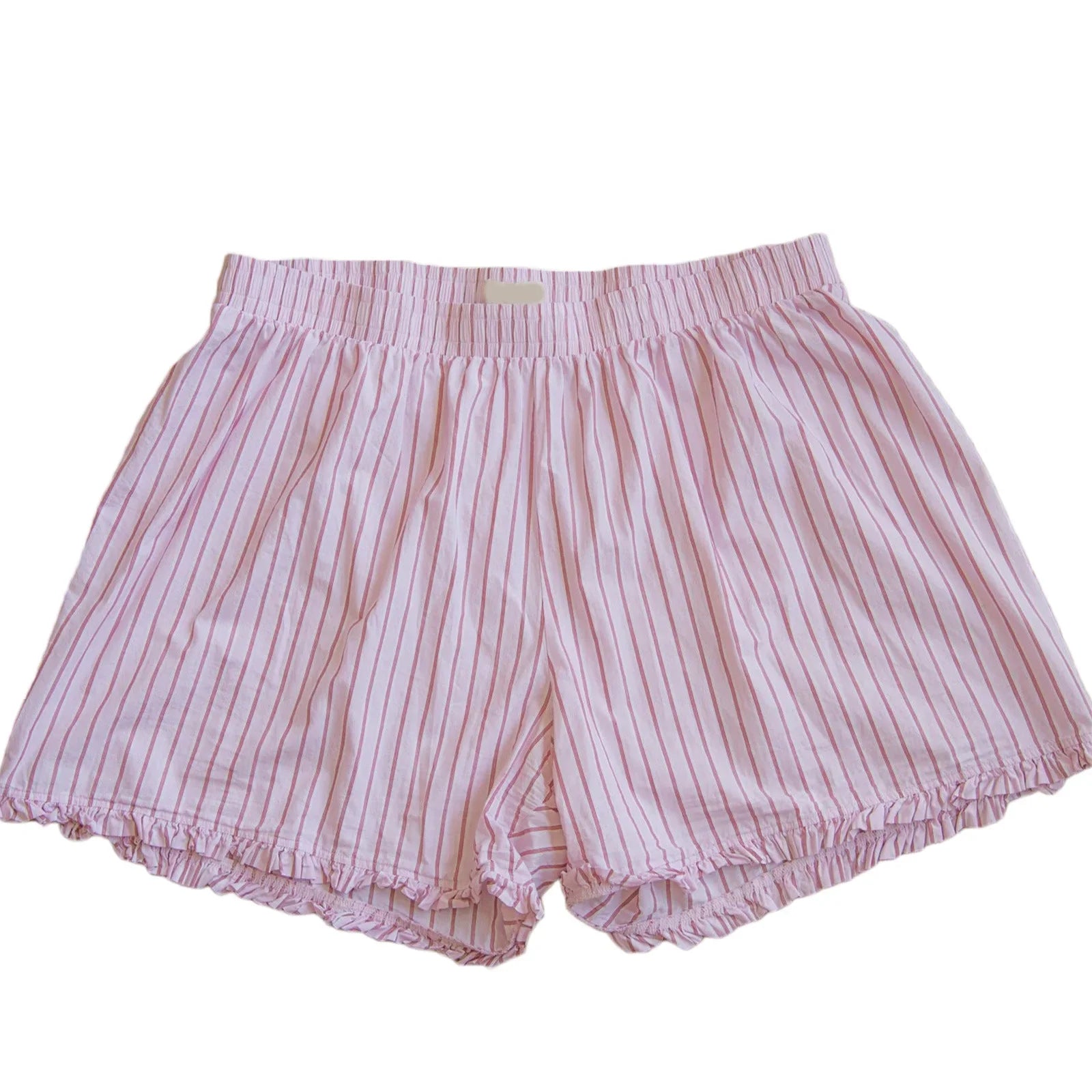 Elastic Waist Striped Plaid Print Shorts - Casual Knit