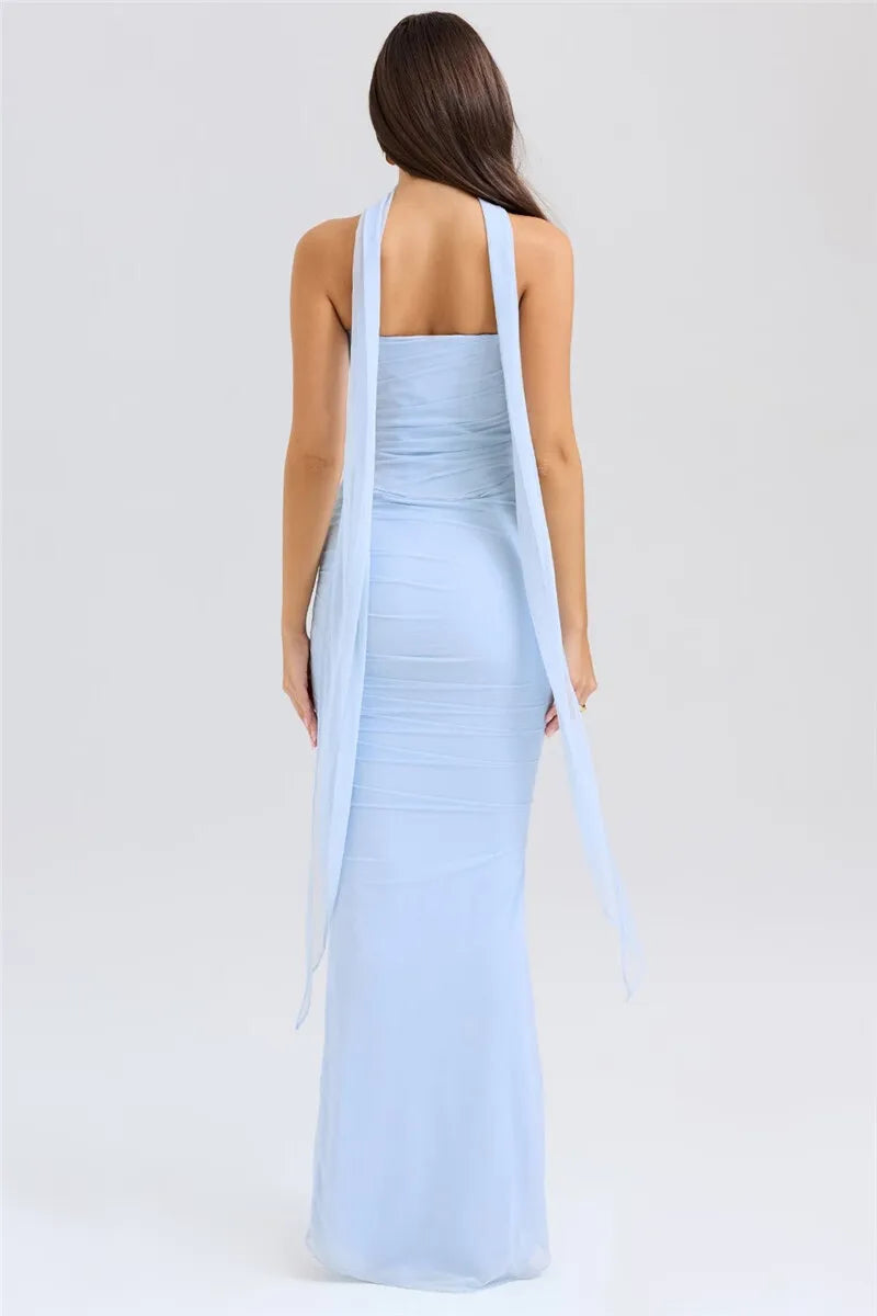 Corset And Bodycon Maxi Skirt With Neckerchief Set