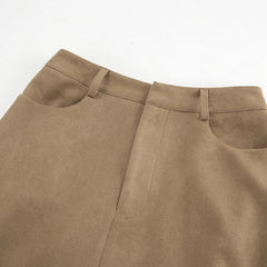 Sued Brown Maxi Skirt