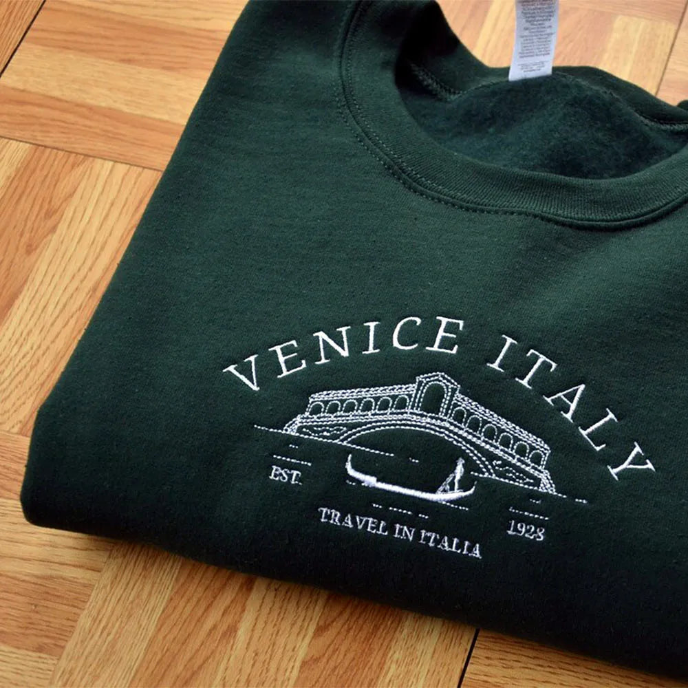 Venice Italy Embroidered Sweatshirt Crewneck Jumper