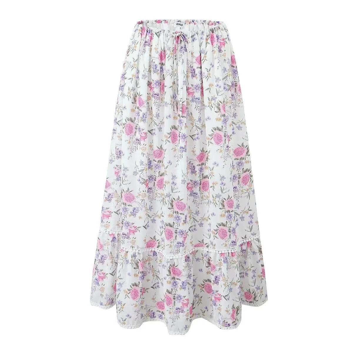 Floral Elastic Waist Maxi Skirt