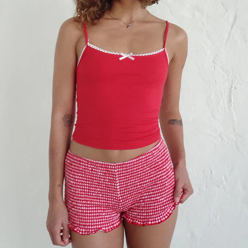 Lace Trim Two Tone Cami Top
