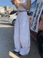 Parachute White Baggy Bow Printed Sweatpant