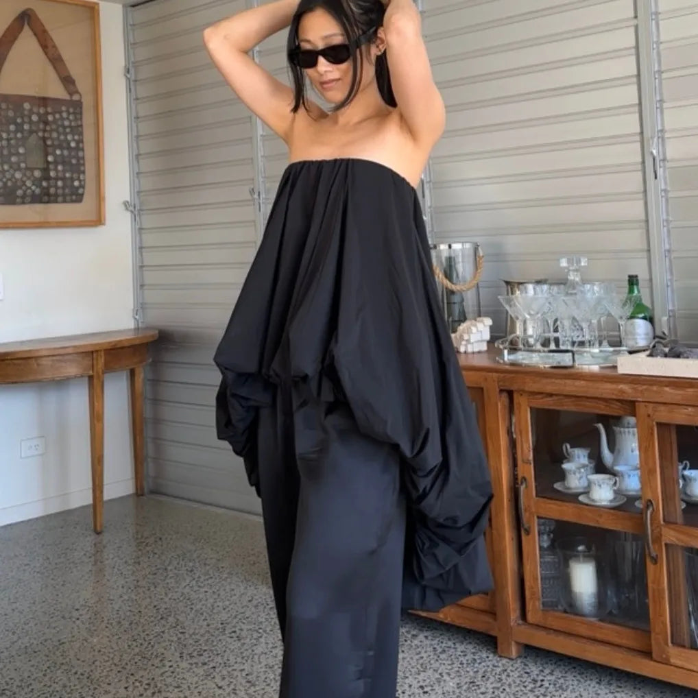 Strapless Elastic Puff Top
