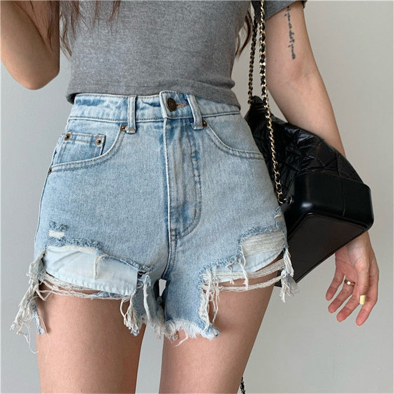 Denim Shorts with Tassel Pockets Mini Short Jeans