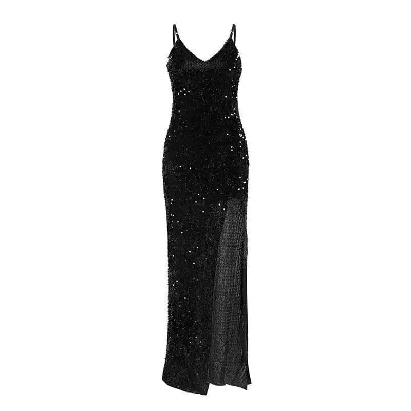 V neck Sequined Long Dress