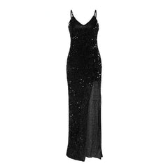 V neck Sequined Long Dress