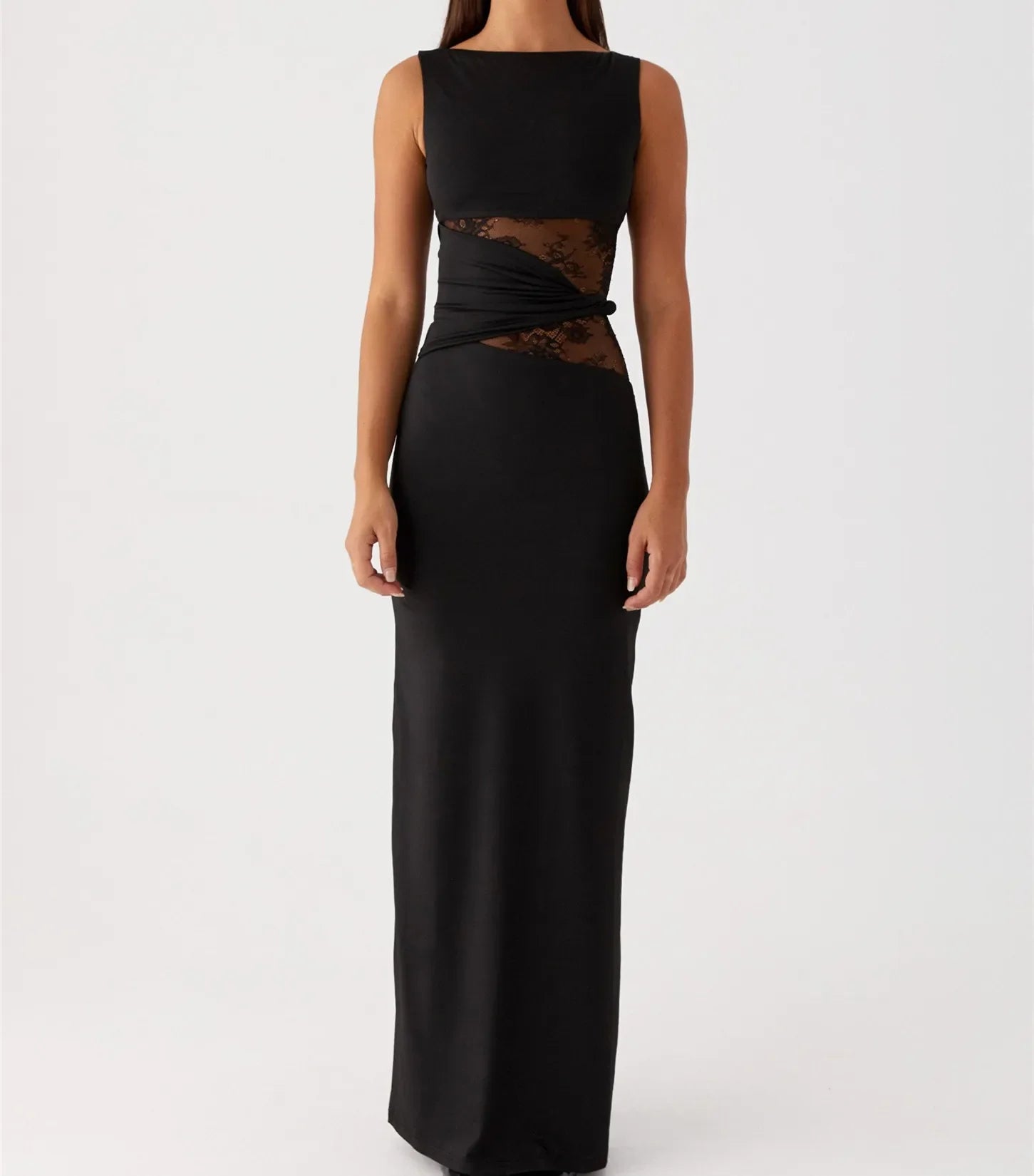 Lace Patchwork Tank Maxi Dress