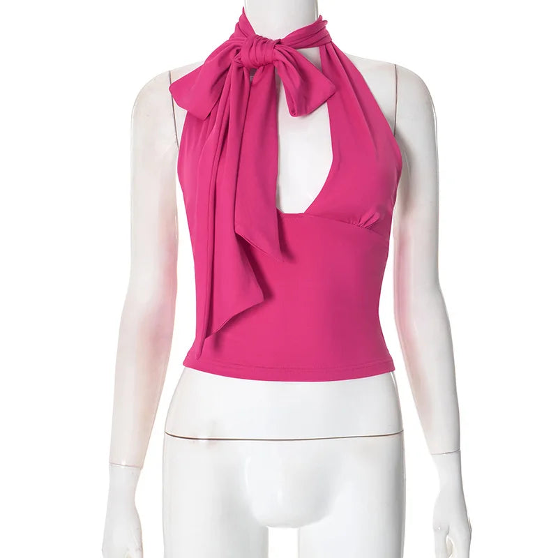 Pink Halter Drape Top