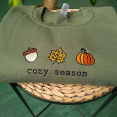 Cozy Season Fall Embroidered Sweatshirt