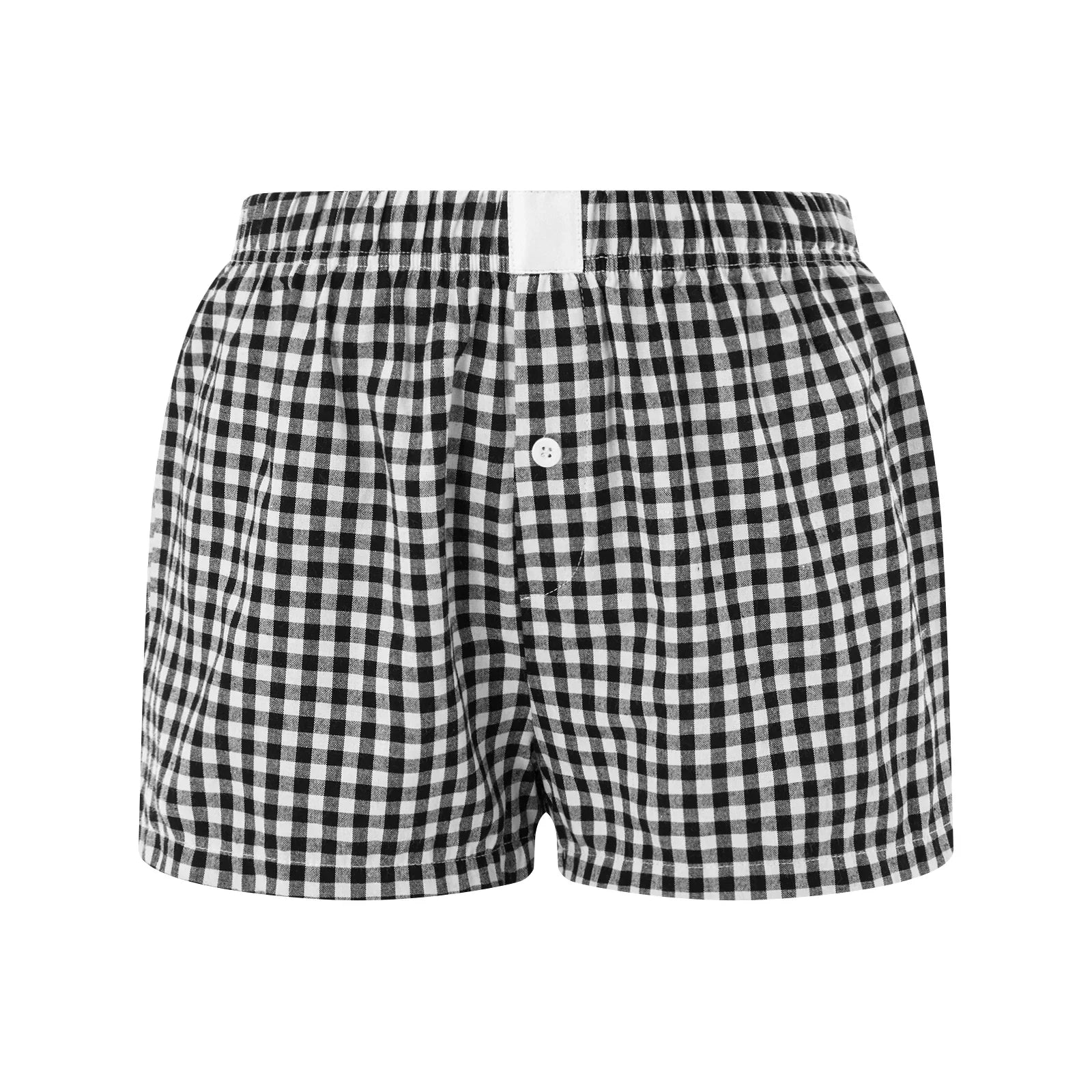 Elastic Waist Striped Plaid Print Shorts - Casual Knit