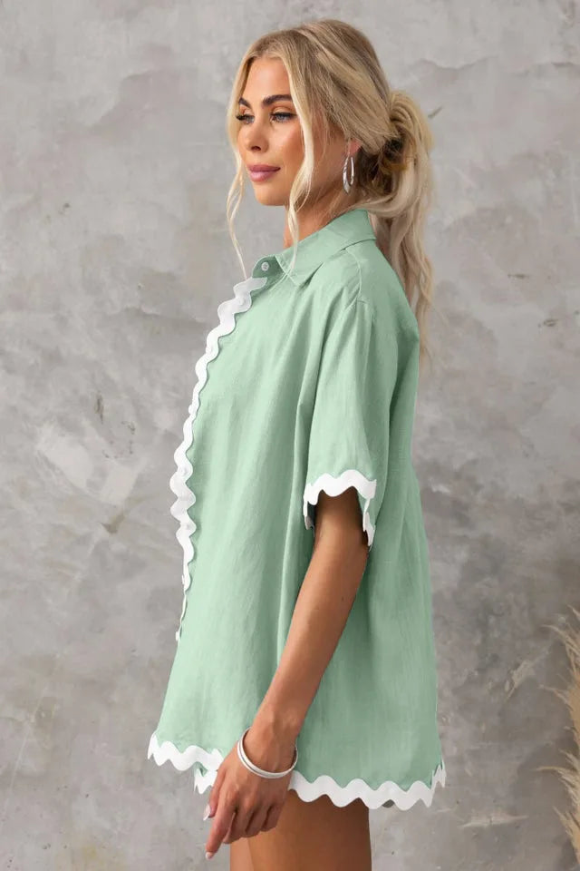 Zic Zac Patchwork Shirt And Shorts Set