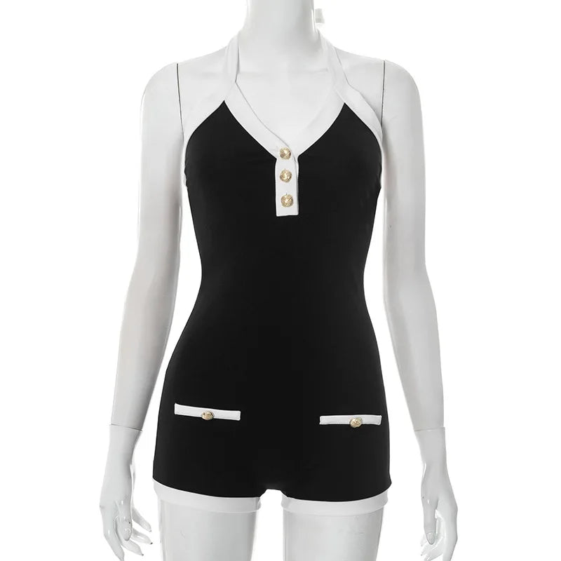 Two Tone Halter Knit Playsuit