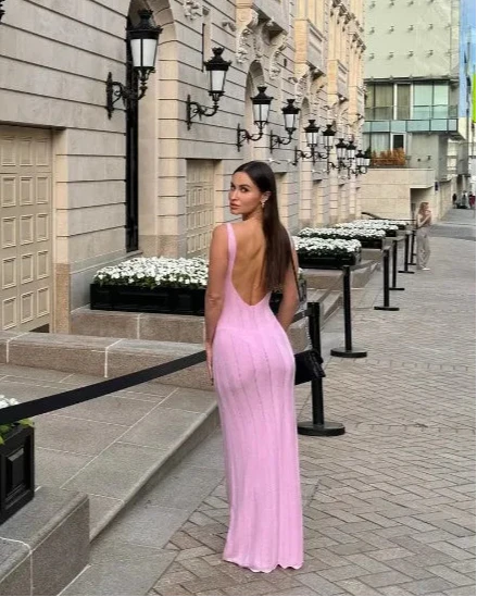 Coronado Backless V Neck Knitted Dress