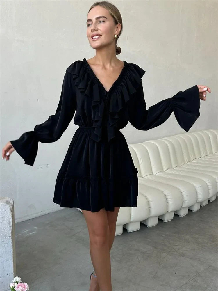 Lily Lace Ruffle Mini Dress