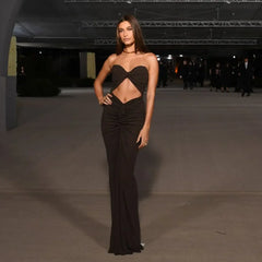Black Twisted Cut-Out Strapless Maxi Dress