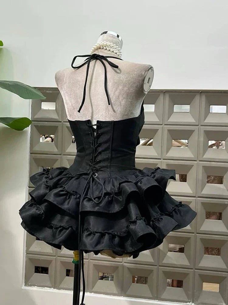 Flare Skirt Corset Strappy Mini Dress