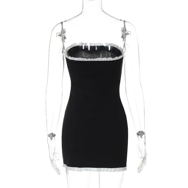 Black Trim Bodycon Mini Dress