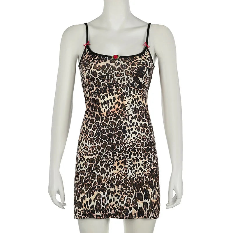 Cami Leopard Printed Slip Mini Dress
