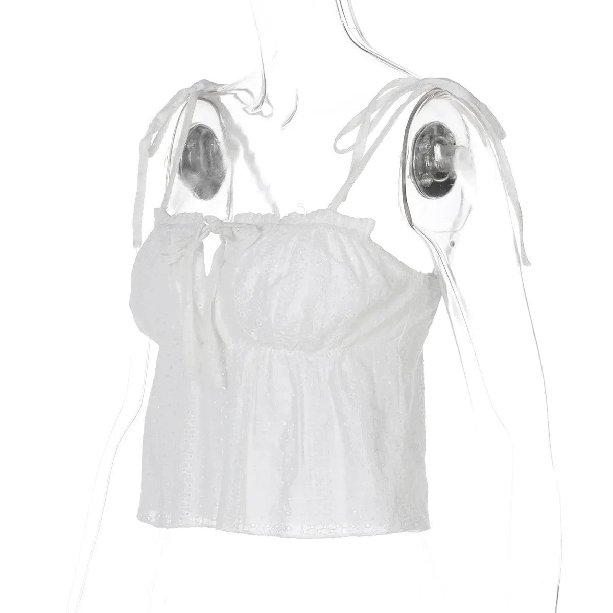 White Embroidery Tie Up Cami Top