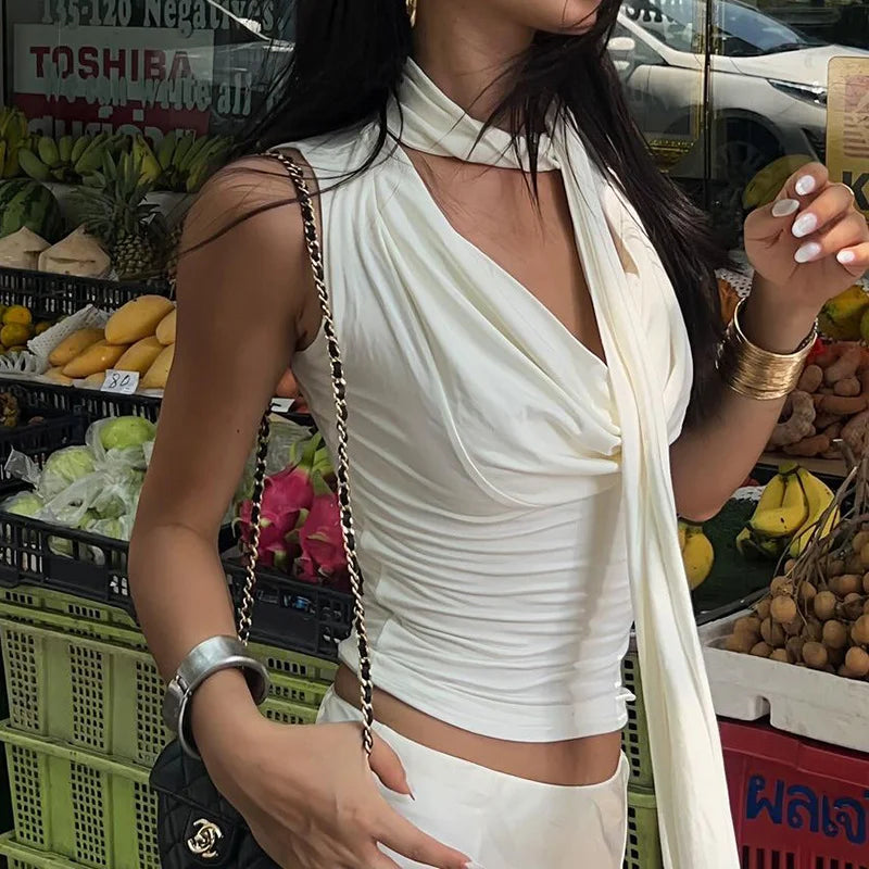 Deep Neck Draped Top