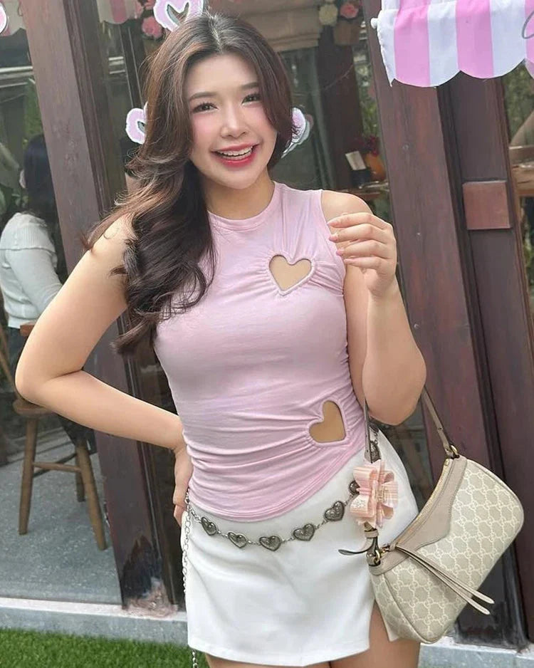 Janessa Heart Hollow Out Pants Set