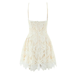 Lace Embroidered Spaghetti Strap Mini Dress