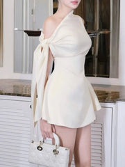 One Shoulder Tie-up Mini Dress