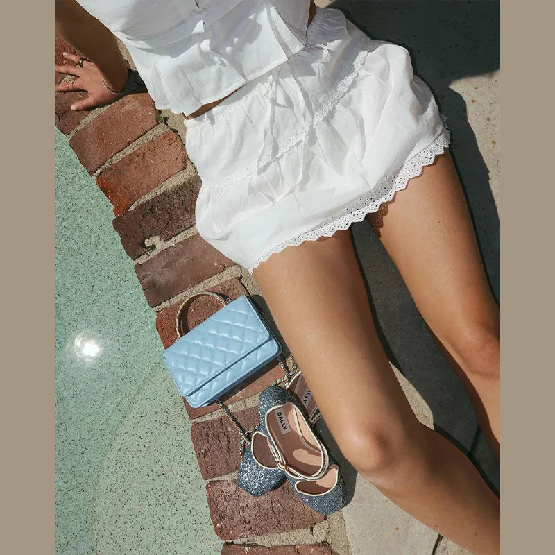 White Short Sleeve Top And Mini Skirt Set