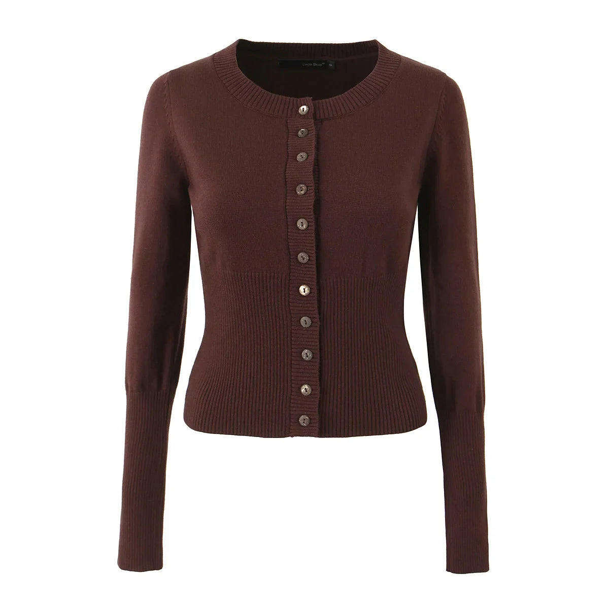 Knit Buttoned Long Sleeve Top And Pleated Mini Skirt