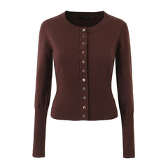 Knit Buttoned Long Sleeve Top And Pleated Mini Skirt