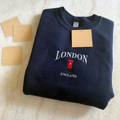 London Telephone Booth Embroidered Fleece Pullover