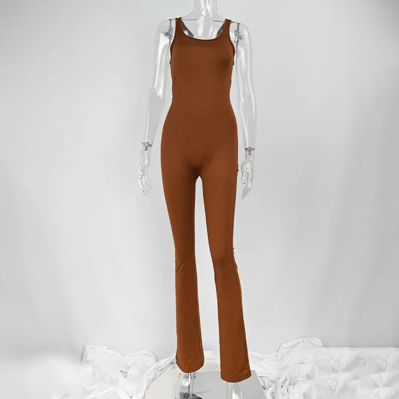 Solid Halter Back Jumpsuit