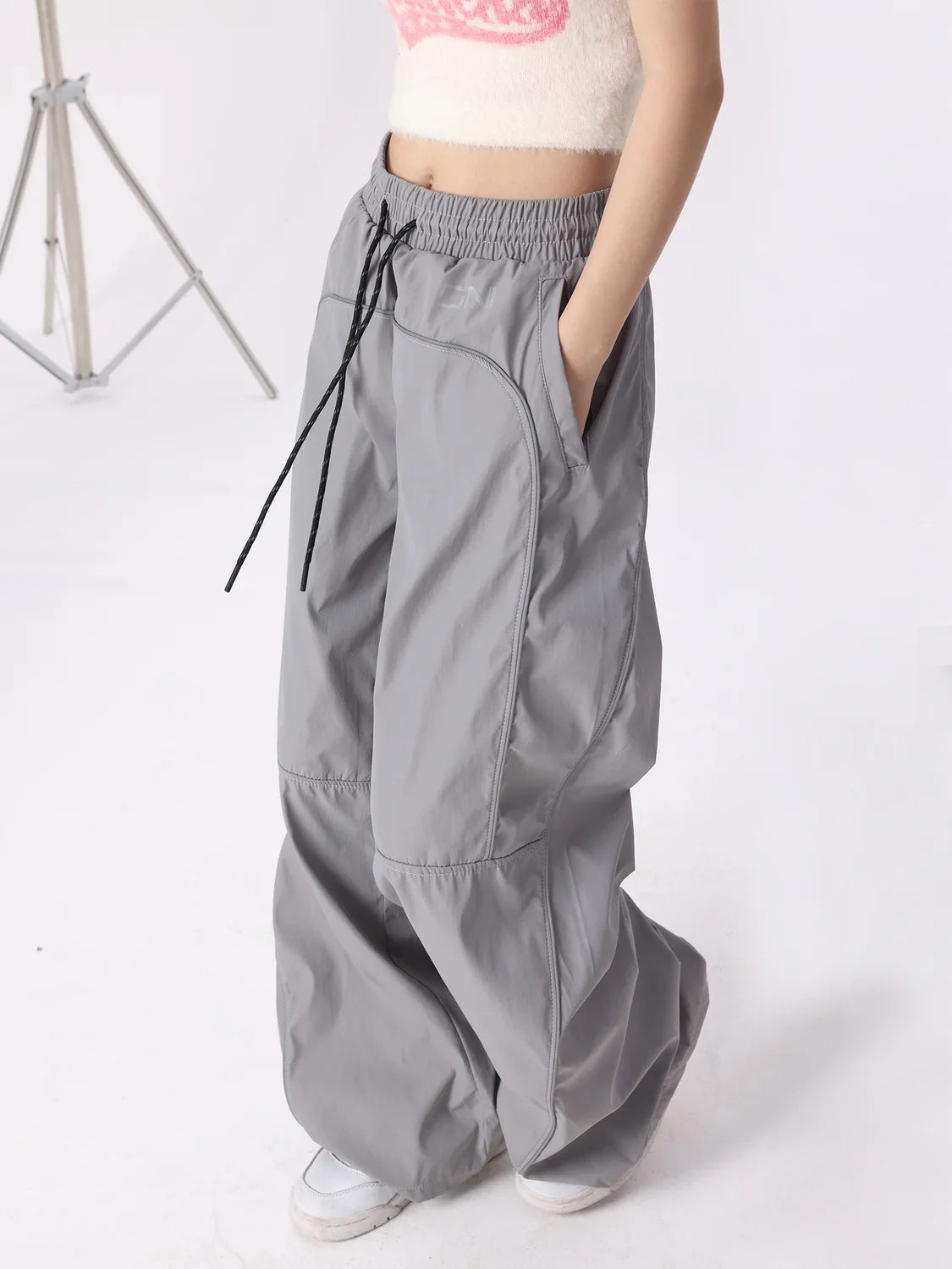 Women Reflective Stripe Baggy Sweatpants