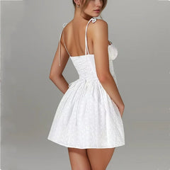 White Tie Up Bustier Mini Dress