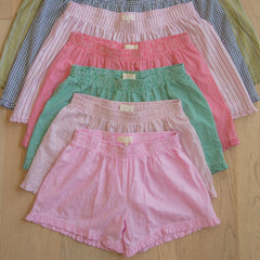 Elastic Waist Striped Plaid Print Shorts - Casual Knit
