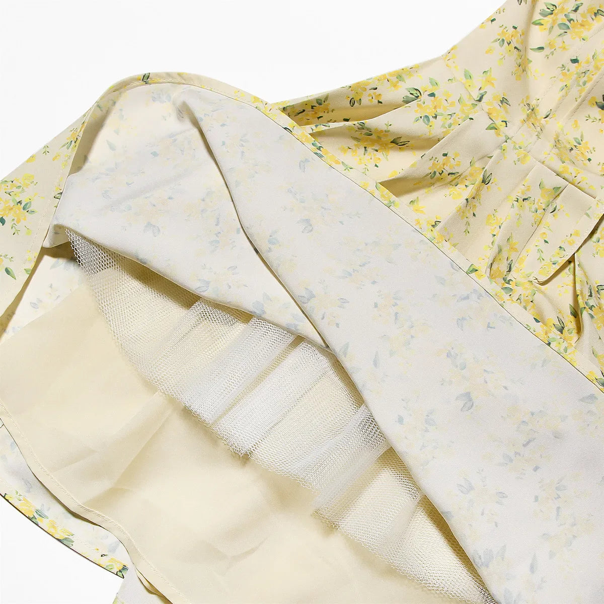 Yellow Floral Puff Sleeve Mini Dress