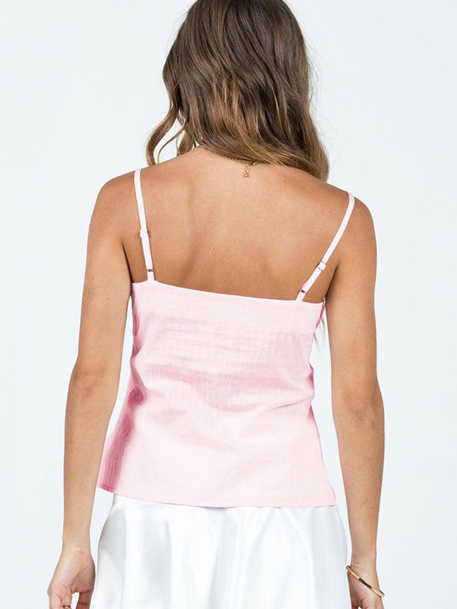 Babydoll Lace Trim Spaghetti Strap Top
