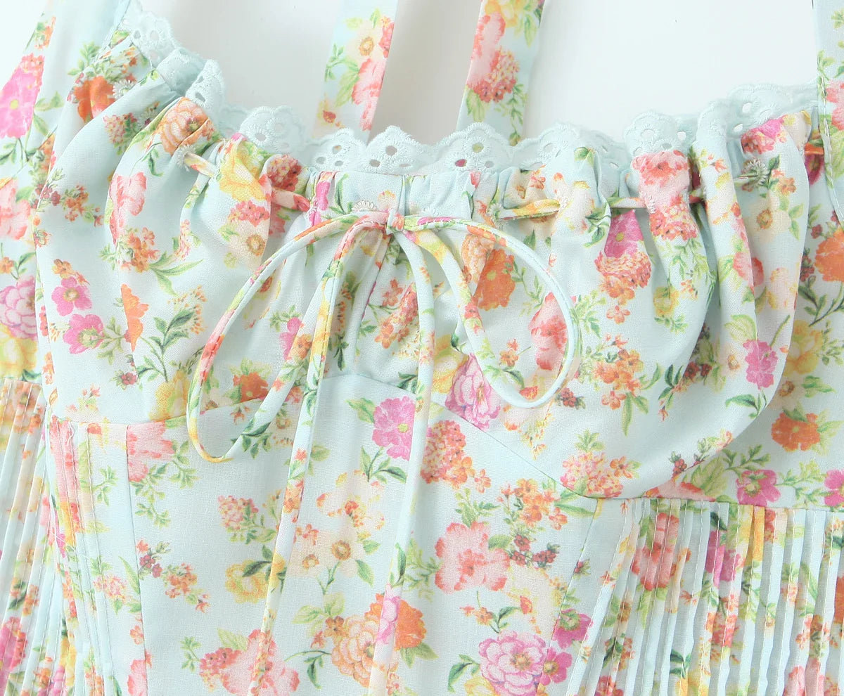Floral Print Corset Midi Dress