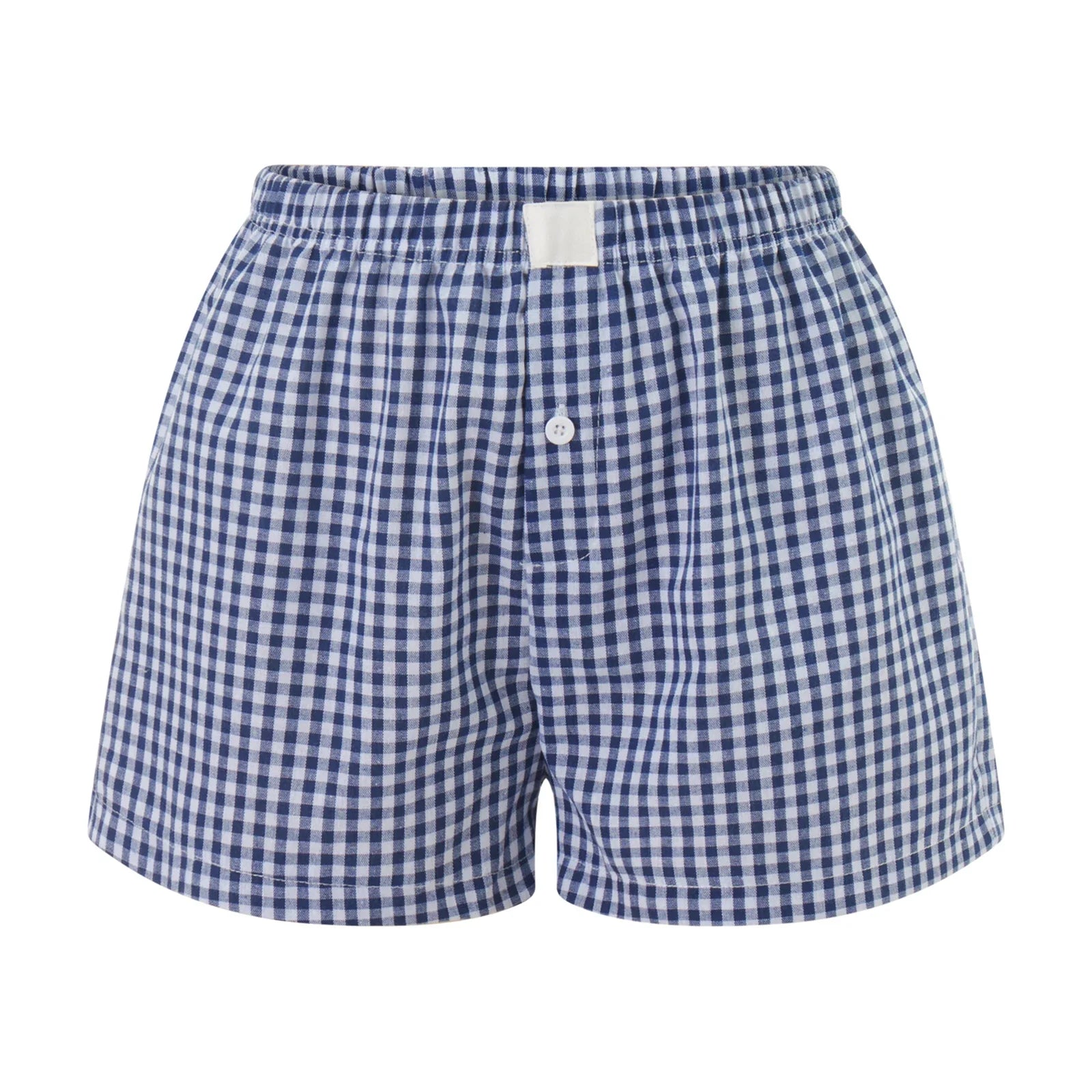 Elastic Waist Striped Plaid Print Shorts - Casual Knit