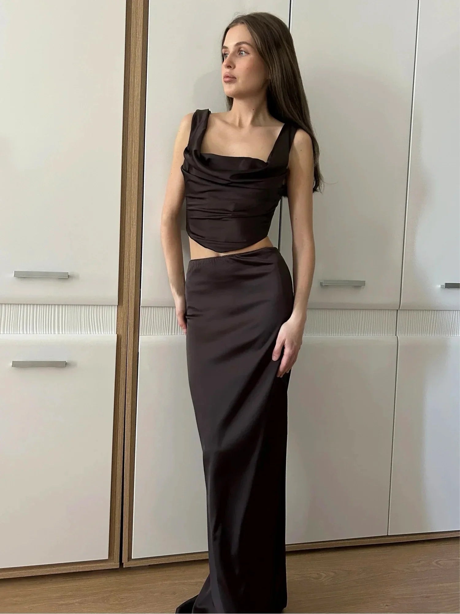 Laria Satin Bodycon Corset Set
