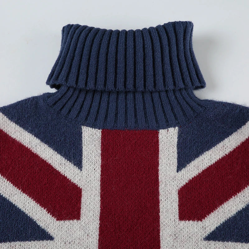 Blue UK Flag Turtleneck Sweater