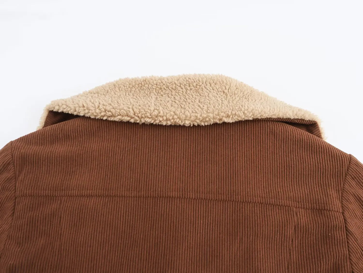 Corduroy Turn-down Collar Fur Lining Jacket