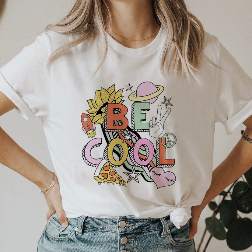 Smile Letter Tshirt Sweet Short Sleeve 90s Graphic